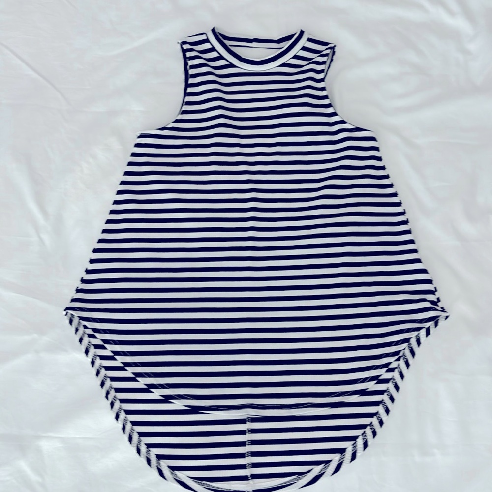 Very J black and white striped high low tank top